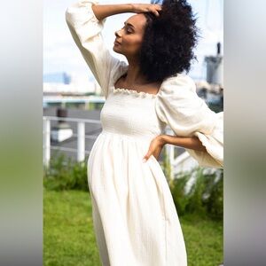 Elegant Cream Midi Dress